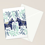 Swedish Dala Horse - Navy & Mint Palette Stationery Card Gallery Image 2