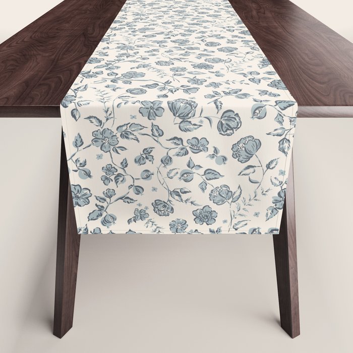 Florals and Pomegranates - Blue Navy Table Runner Gallery Image 1