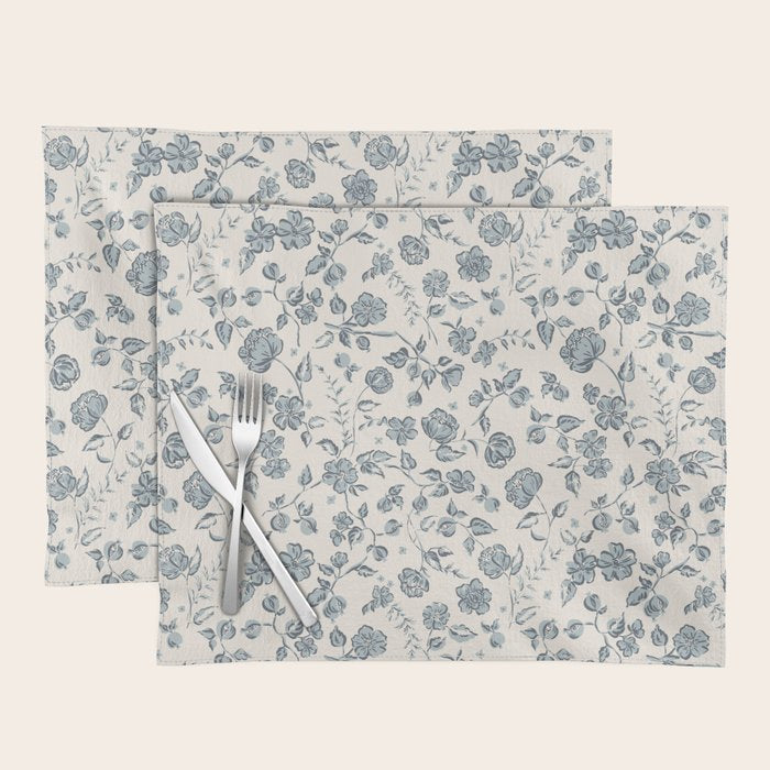 Florals and Pomegranates - Blue Navy Placemat Gallery Image 1