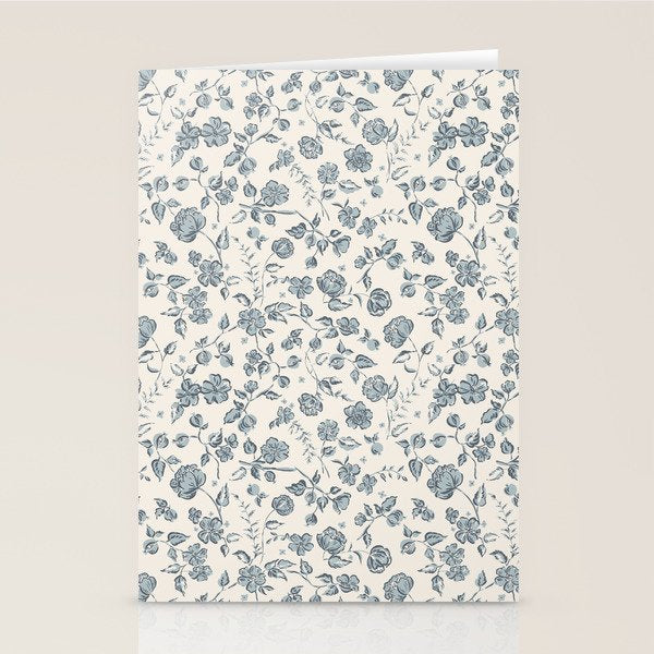 Florals and Pomegranates - Blue Navy Stationery Card Gallery Image 2