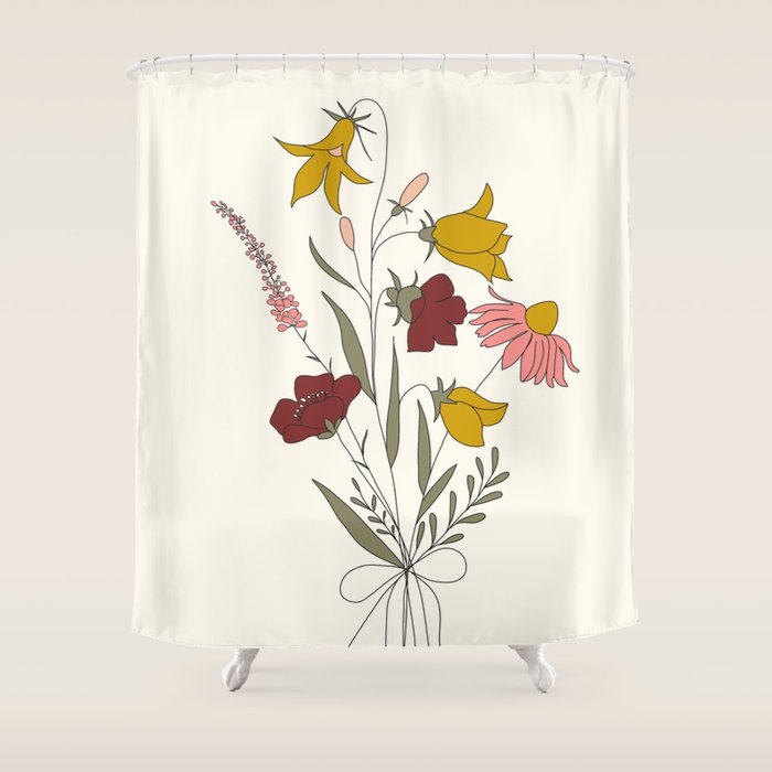 Wildflowers Bouquet Shower Curtain Gallery Image 1