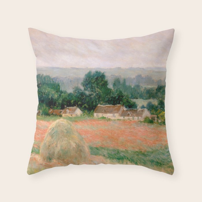 Haystack at Giverny by Claude Monet Throw Pillow Gallery Image 1