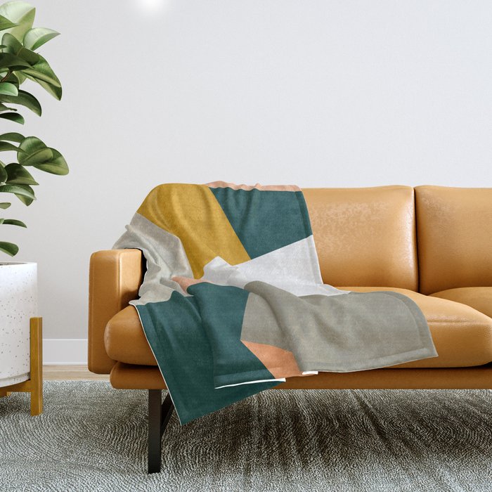 Abstract Geometric 27 Green Throw Blanket Gallery Image 1