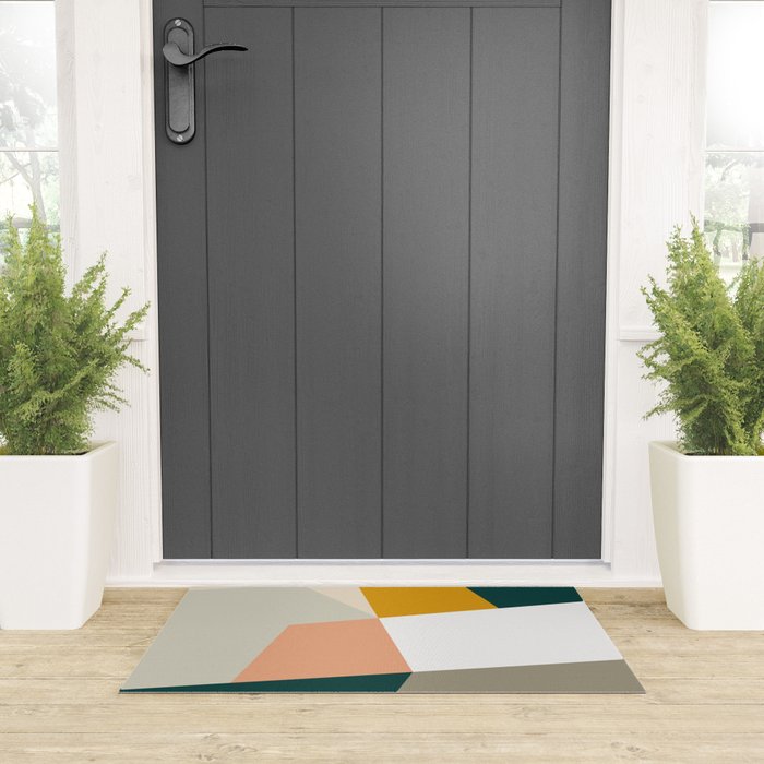 Abstract Geometric 27 Green Welcome Mat Gallery Image 3