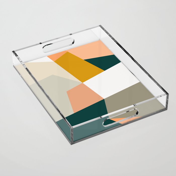 Abstract Geometric 27 Green Acrylic Tray Gallery Image 1