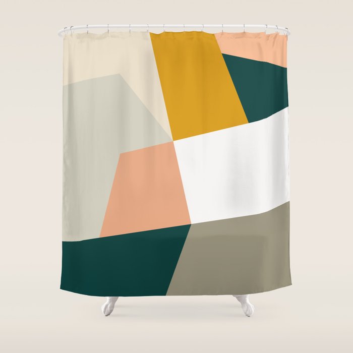 Abstract Geometric 27 Green Shower Curtain Gallery Image 1