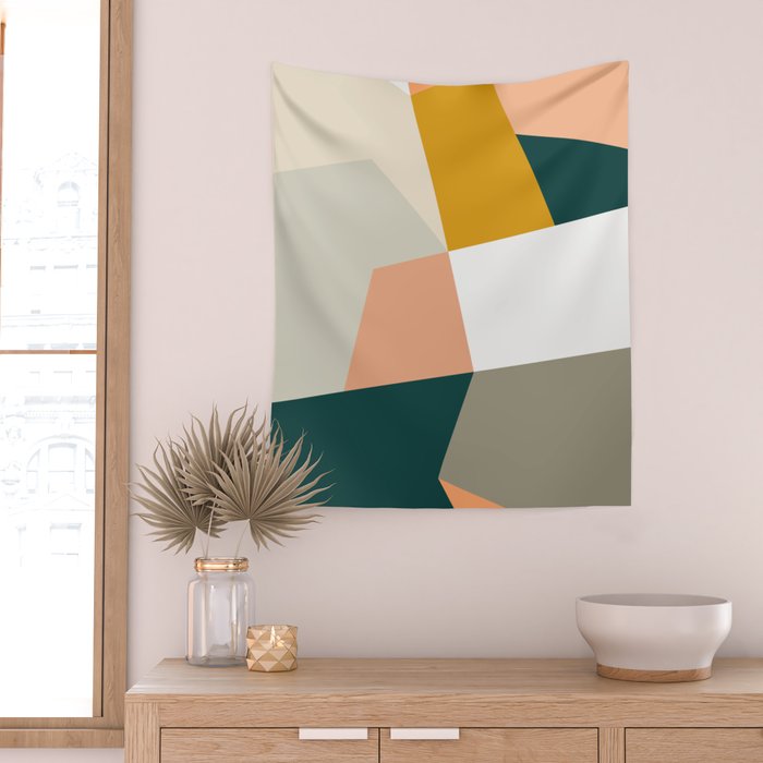 Abstract Geometric 27 Green Wall Tapestry Gallery Image 2