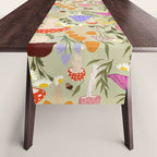 Colourful mushrooms, flowers and berries illustration  Table Runner Gallery Image 1