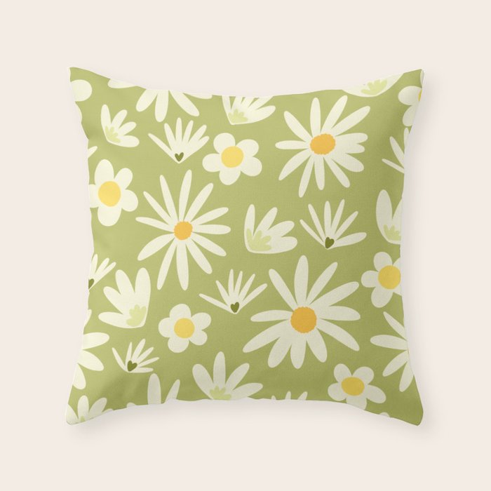 Snowdrops and Daisies  Throw Pillow Gallery Image 6