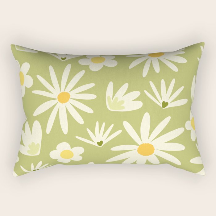 Snowdrops and Daisies  Rectangular Pillow Gallery Image 2