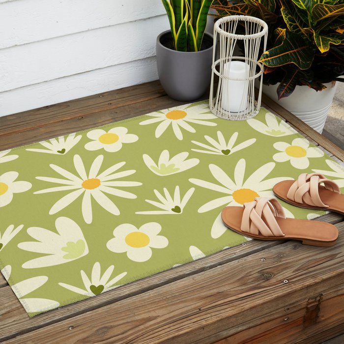 Snowdrops and Daisies  Outdoor Rug Gallery Image 2