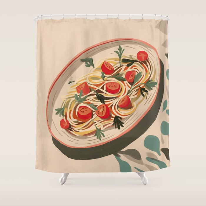 Summer Spaghetti Shower Curtain Gallery Image 1