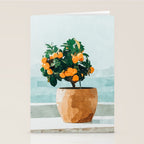 Orange Tree, Plant Pot Nature Botanical Bonsi Illustration, Modern Simple Bohemian Painting Stationery Card Gallery Image 2