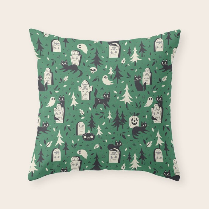 Cemetery Cuties (Green) Throw Pillow Gallery Image 6