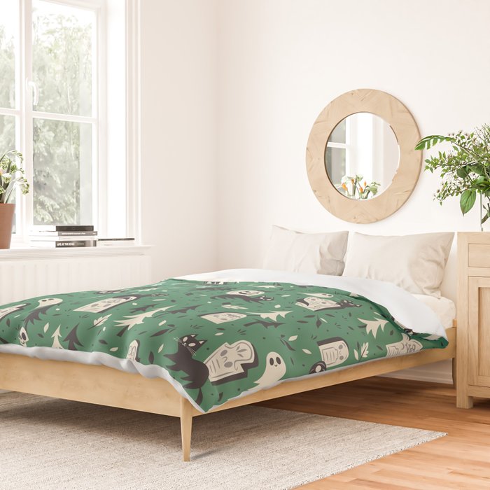 Cemetery Cuties (Green) Duvet Cover Gallery Image 2