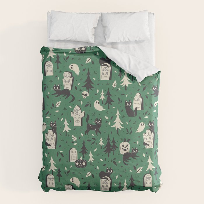 Cemetery Cuties (Green) Duvet Cover