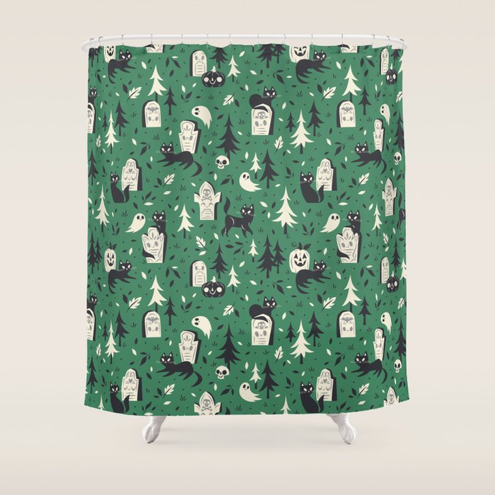 Cemetery Cuties (Green) Shower Curtain Gallery Image 1