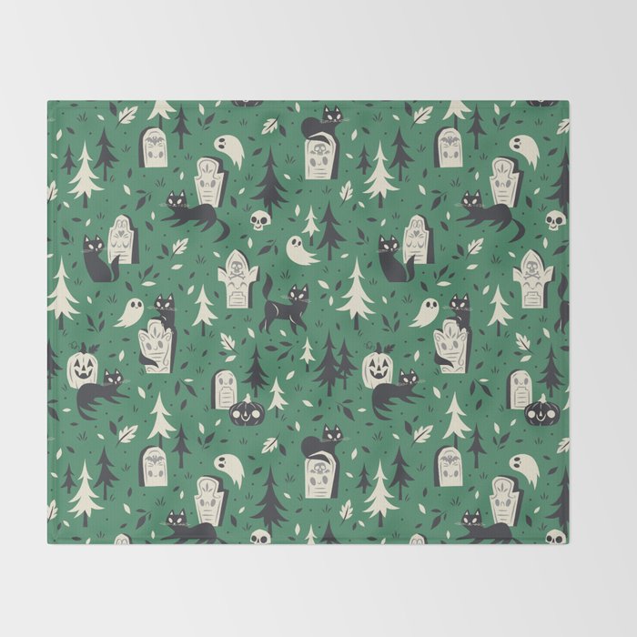 Cemetery Cuties (Green) Throw Blanket Gallery Image 2