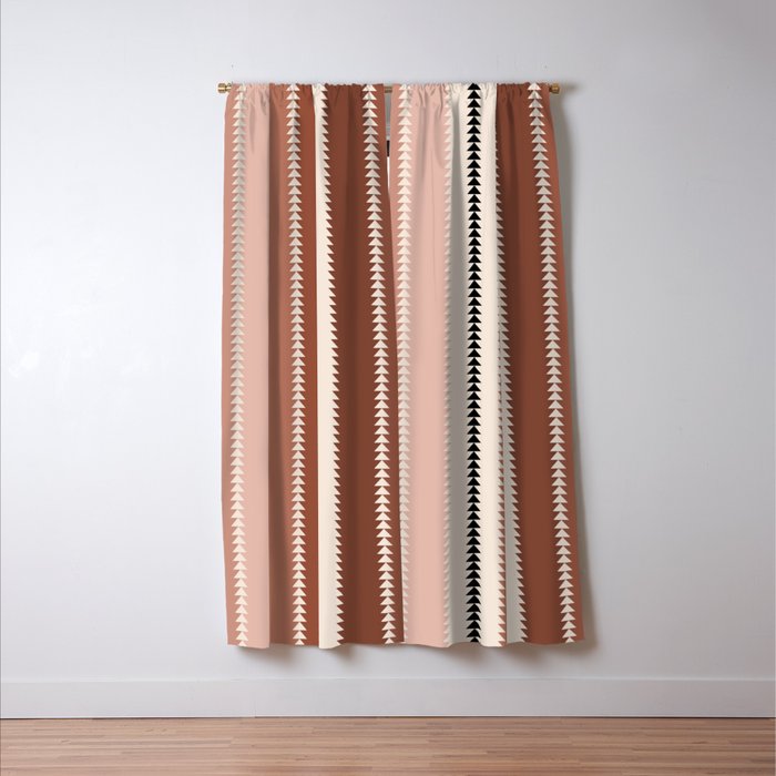 Western Stripes XV Terracotta Rust Red Window Curtain Gallery Image 3