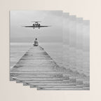 Steady As She Goes 6; aircraft coming in for an island landing female in bikini black and white photography - photographs - photograph Wrapping Paper Gallery Image 3