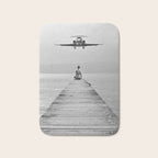 Steady As She Goes 6; aircraft coming in for an island landing female in bikini black and white photography - photographs - photograph Bath Mat Gallery Image 1