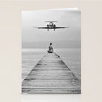 Steady As She Goes 6; aircraft coming in for an island landing female in bikini black and white photography - photographs - photograph Stationery Card Gallery Image 2