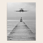 Steady As She Goes 6; aircraft coming in for an island landing female in bikini black and white photography - photographs - photograph Poster Gallery Image 4