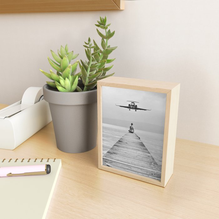 Steady As She Goes 6; aircraft coming in for an island landing female in bikini black and white photography - photographs - photograph Mini Art Print Gallery Image 2