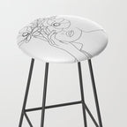 Minimal Line Art Woman with Flowers II Stool Gallery Image 2