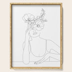 Minimal Line Art Woman with Flowers II Serving Tray Gallery Image 1