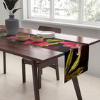 Vintage & Shabby Chic - Dark Red Antique Night Roses Botanical Garden Table Runner Gallery Image 2