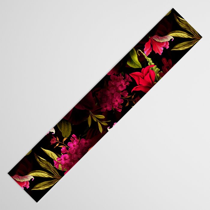 Vintage & Shabby Chic - Dark Red Antique Night Roses Botanical Garden Table Runner Gallery Image 3