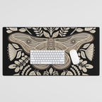 Moth Floral | Black & Brown Desk Mat Gallery Image 1