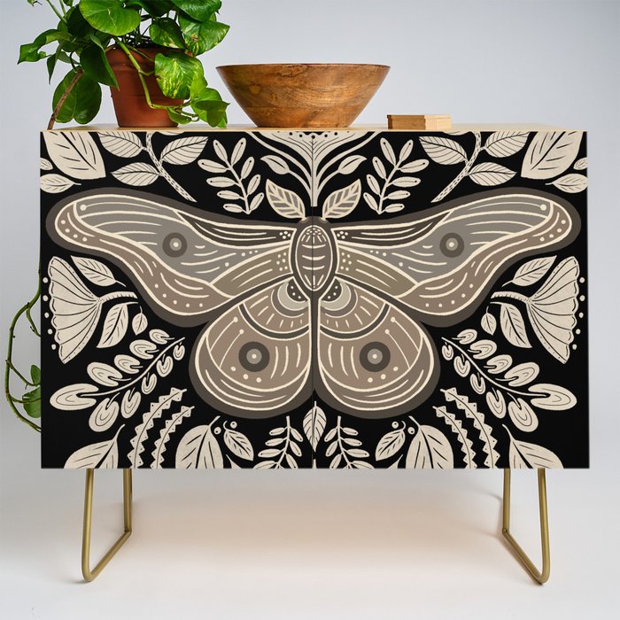 Moth Floral | Black & Brown Credenza Gallery Image 1