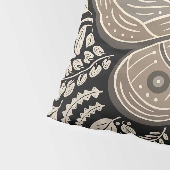 Moth Floral | Black & Brown Pillow Sham Gallery Image 4