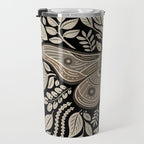 Moth Floral | Black & Brown Travel Mug Gallery Image 3