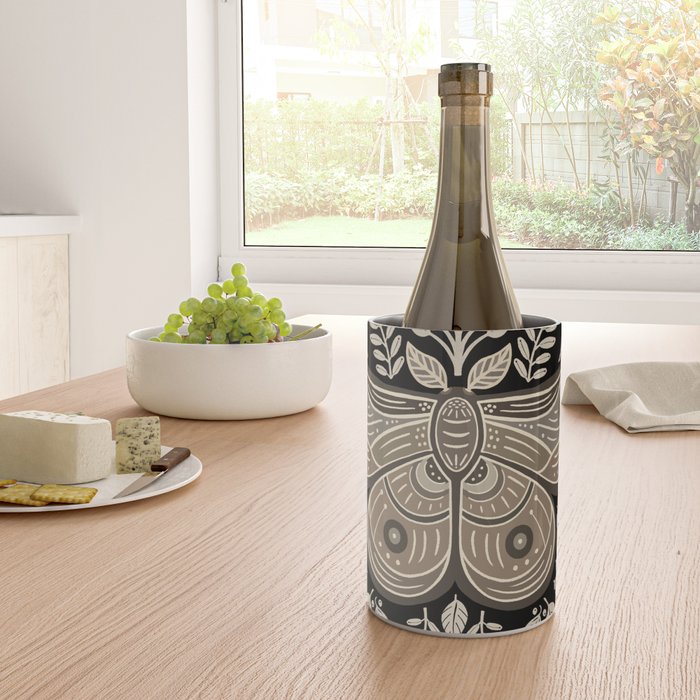 Moth Floral | Black & Brown Wine Chiller Gallery Image 4