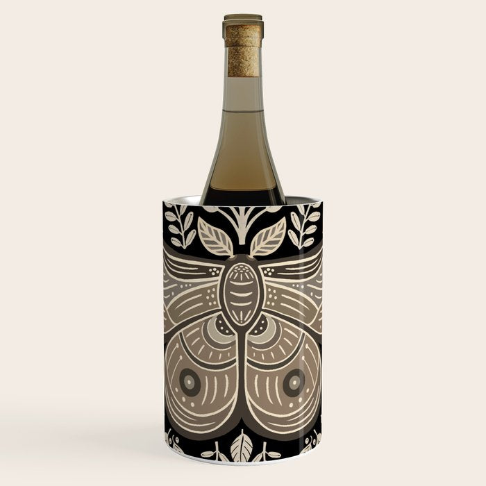 Moth Floral | Black & Brown Wine Chiller Gallery Image 1