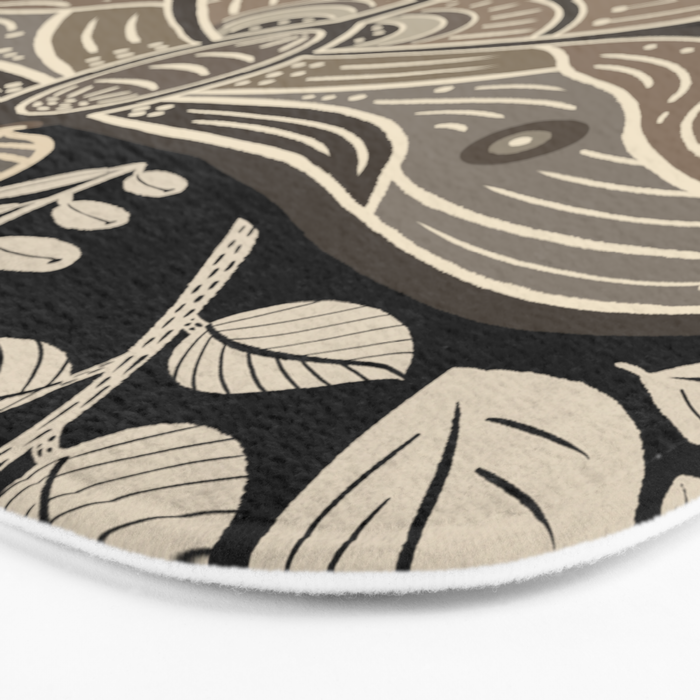 Moth Floral | Black & Brown Bath Mat Gallery Image 3