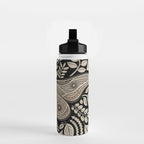 Moth Floral | Black & Brown Water Bottle Gallery Image 2