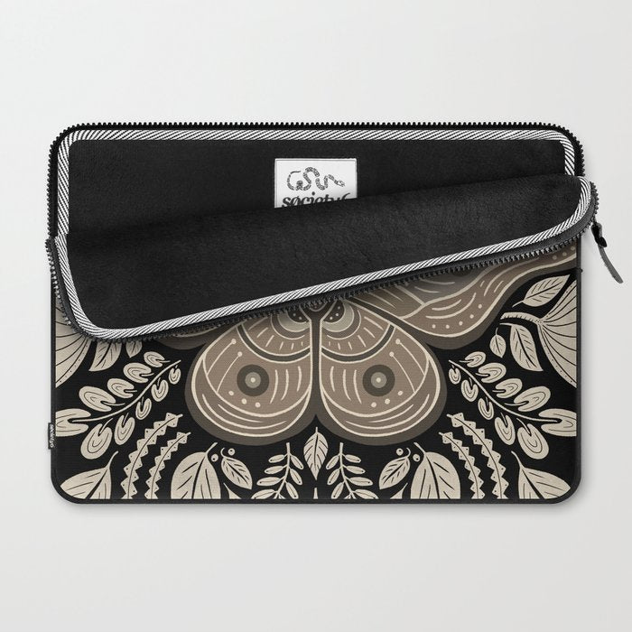 Moth Floral | Black & Brown Laptop Sleeve Gallery Image 2