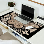 Moth Floral | Black & Brown Desk Mat Gallery Image 2