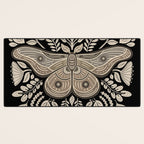 Moth Floral | Black & Brown Desk Mat Gallery Image 3