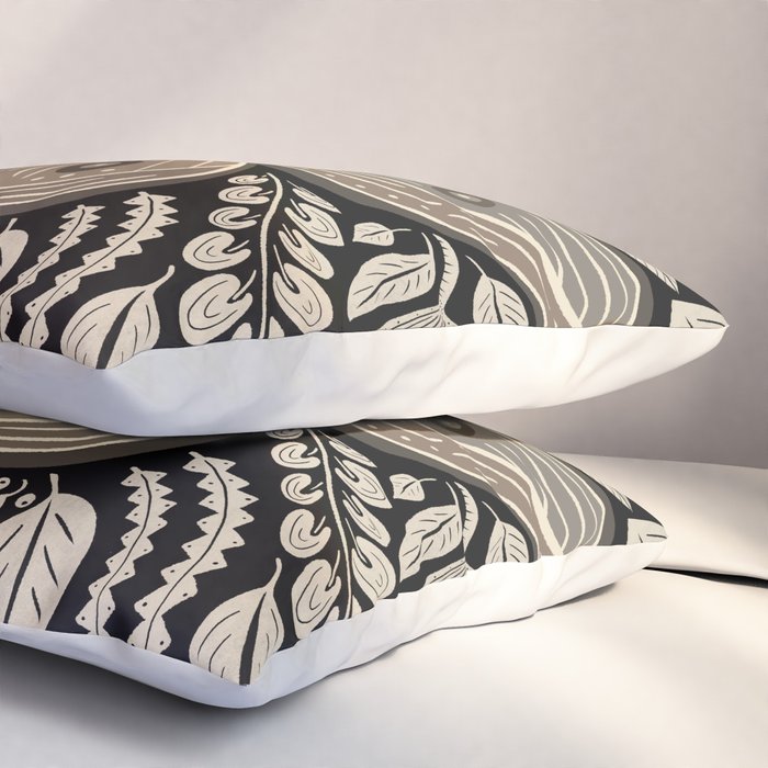 Moth Floral | Black & Brown Pillow Sham Gallery Image 3
