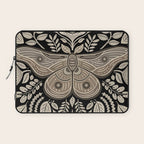 Moth Floral | Black & Brown Laptop Sleeve Gallery Image 1