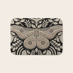 Moth Floral | Black & Brown Bath Mat Gallery Image 1