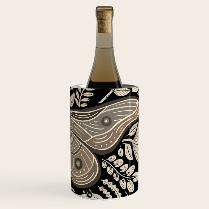 Moth Floral | Black & Brown Wine Chiller Gallery Image 3