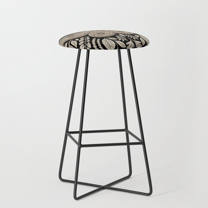 Moth Floral | Black & Brown Stool Gallery Image 1