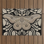 Moth Floral | Black & Brown Outdoor Rug Gallery Image 1