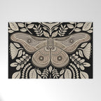 Moth Floral | Black & Brown Welcome Mat Gallery Image 1